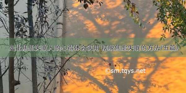 走出焦虑失眠人的心得体会实用 摆脱焦虑失眠的方法(五篇)