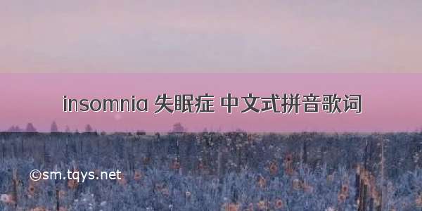 insomnia 失眠症 中文式拼音歌词