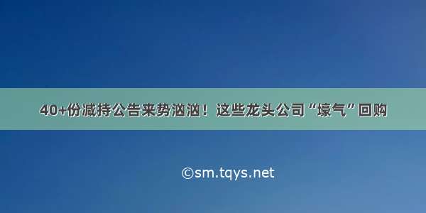 40+份减持公告来势汹汹！这些龙头公司“壕气”回购