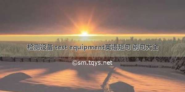 检测设备 test equipment英语短句 例句大全