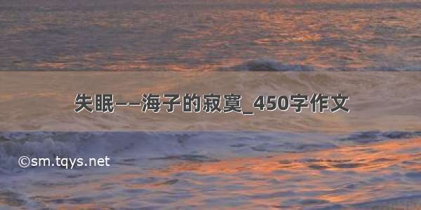 失眠——海子的寂寞_450字作文