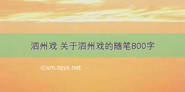 泗州戏 关于泗州戏的随笔800字