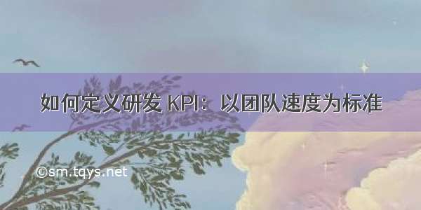 如何定义研发 KPI：以团队速度为标准