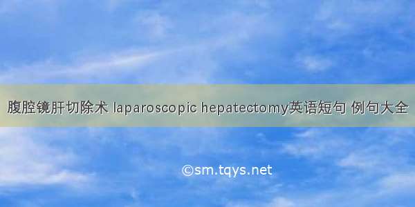 腹腔镜肝切除术 laparoscopic hepatectomy英语短句 例句大全