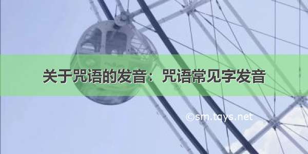 关于咒语的发音：咒语常见字发音