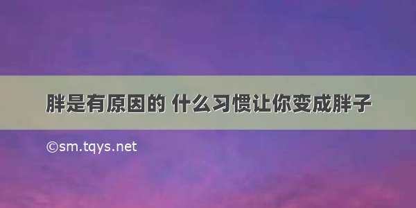 胖是有原因的 什么习惯让你变成胖子