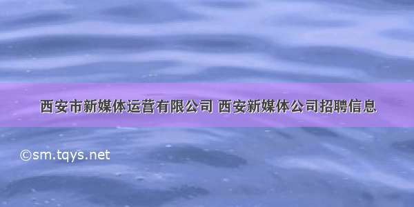 西安市新媒体运营有限公司 西安新媒体公司招聘信息