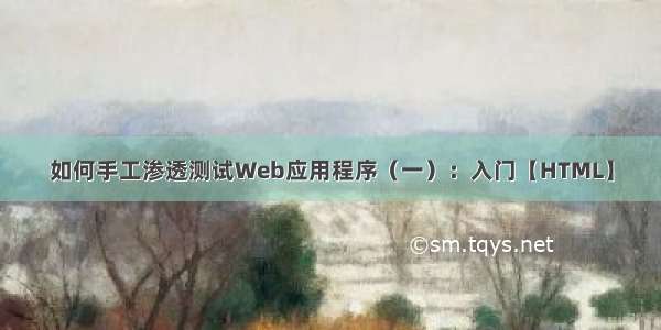 如何手工渗透测试Web应用程序（一）：入门【HTML】