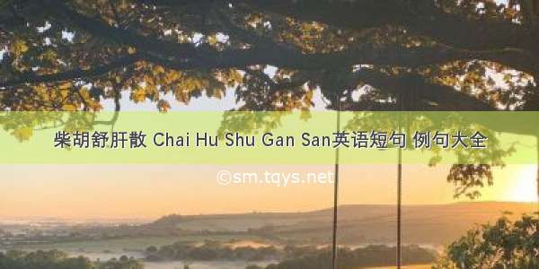 柴胡舒肝散 Chai Hu Shu Gan San英语短句 例句大全