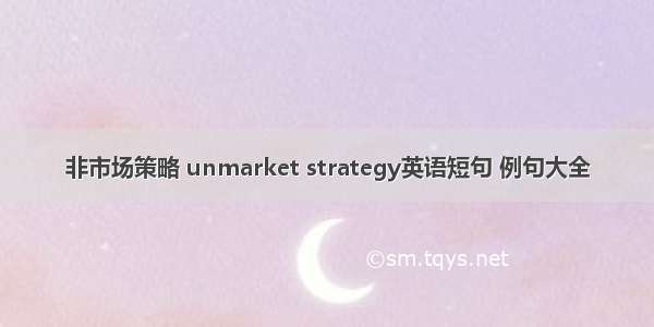 非市场策略 unmarket strategy英语短句 例句大全