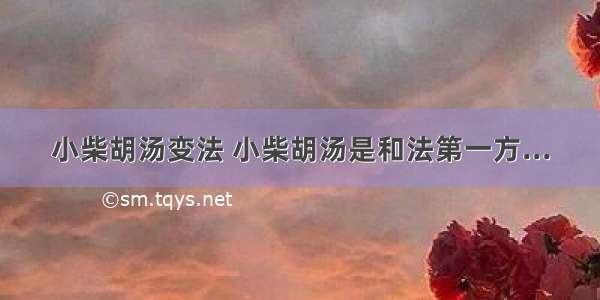 小柴胡汤变法 小柴胡汤是和法第一方...