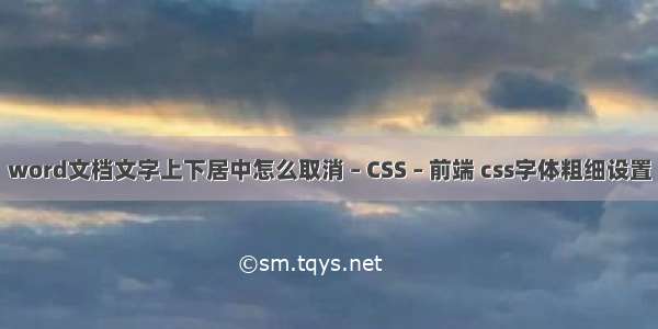 word文档文字上下居中怎么取消 – CSS – 前端 css字体粗细设置