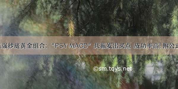 最强抄底黄金组合: “PSY MACD”共振发出买点  成功率高! 附公式