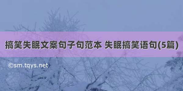 搞笑失眠文案句子句范本 失眠搞笑语句(5篇)