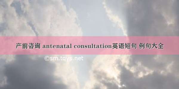 产前咨询 antenatal consultation英语短句 例句大全