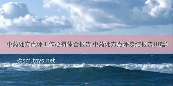 中药处方点评工作心得体会报告 中药处方点评总结报告(8篇)