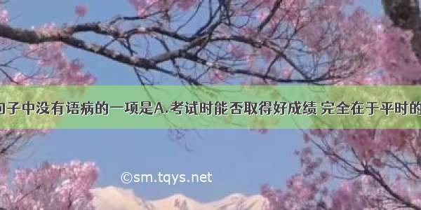 选出下列句子中没有语病的一项是A.考试时能否取得好成绩 完全在于平时的刻苦努力。