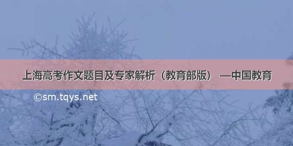 上海高考作文题目及专家解析（教育部版） —中国教育