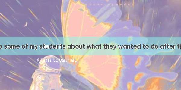 Recently I spoke to some of my students about what they wanted to do after they graduated