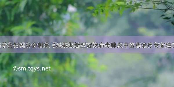 中华中医药学会妇科分会制定《妊娠期新型冠状病毒肺炎中医药治疗专家建议（试行）》