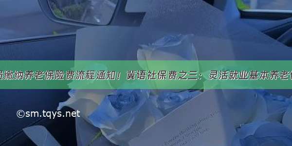 灵活就业人员缴纳养老保险费流程通知！冀语社保费之三：灵活就业基本养老保险自主缴费