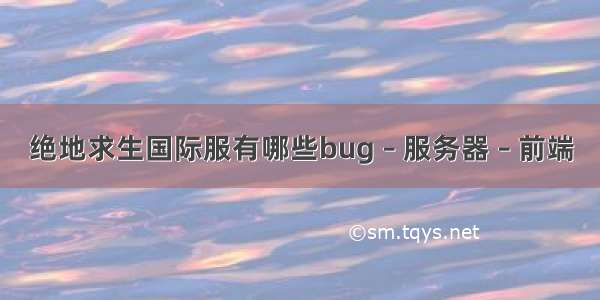 绝地求生国际服有哪些bug – 服务器 – 前端