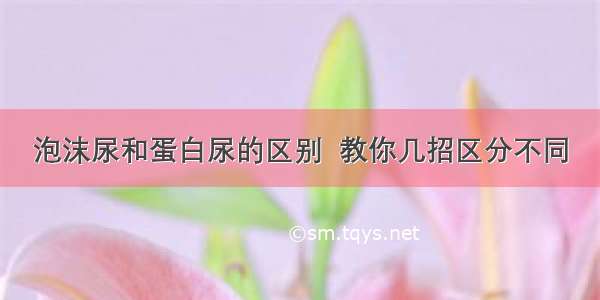 泡沫尿和蛋白尿的区别  教你几招区分不同