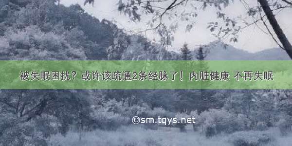 被失眠困扰？或许该疏通2条经脉了！内脏健康 不再失眠