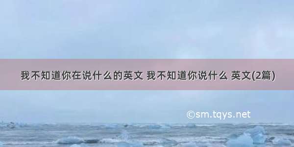 我不知道你在说什么的英文 我不知道你说什么 英文(2篇)