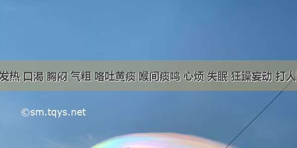 患者发热 口渴 胸闷 气粗 咯吐黄痰 喉间痰鸣 心烦 失眠 狂躁妄动 打人毁物 