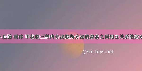 下面关于下丘脑 垂体 甲状腺三种内分泌腺所分泌的激素之间相互关系的叙述 不正确是