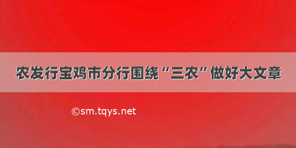 农发行宝鸡市分行围绕“三农”做好大文章