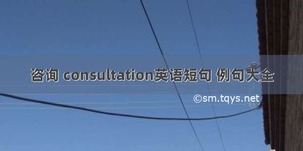 咨询 consultation英语短句 例句大全