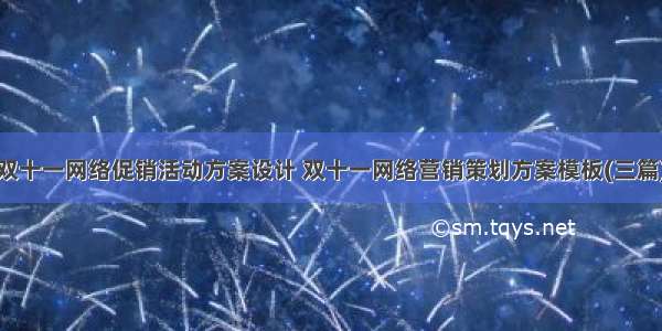 双十一网络促销活动方案设计 双十一网络营销策划方案模板(三篇)