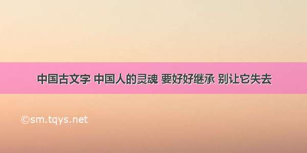 中国古文字 中国人的灵魂 要好好继承 别让它失去