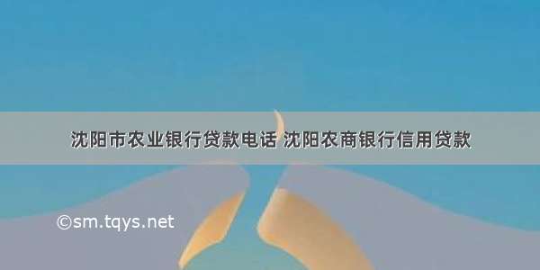 沈阳市农业银行贷款电话 沈阳农商银行信用贷款