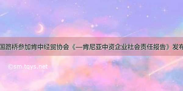 中国路桥参加肯中经贸协会《—肯尼亚中资企业社会责任报告》发布会