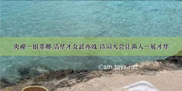 央视一姐董卿 清华才女武亦姝 诗词大会让两人一展才华