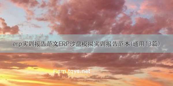 erp实训报告范文ERP沙盘模拟实训报告范本(通用13篇)