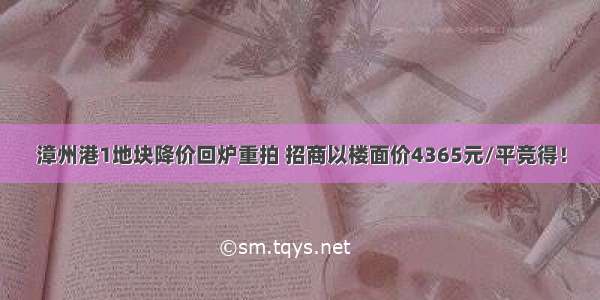 漳州港1地块降价回炉重拍 招商以楼面价4365元/平竞得！