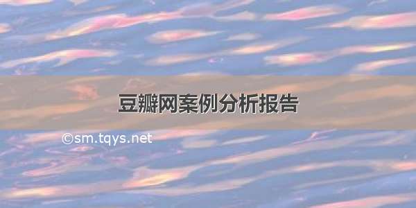 豆瓣网案例分析报告