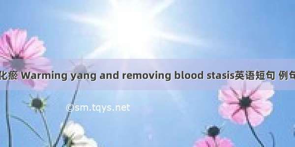 温阳化瘀 Warming yang and removing blood stasis英语短句 例句大全
