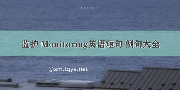 监护 Monitoring英语短句 例句大全