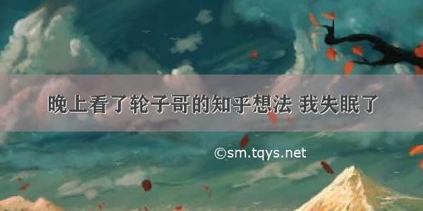 晚上看了轮子哥的知乎想法 我失眠了