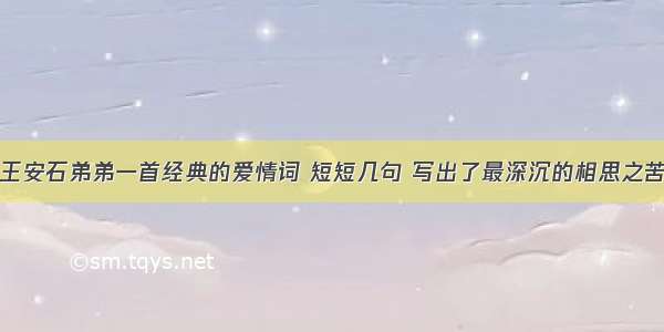 王安石弟弟一首经典的爱情词 短短几句 写出了最深沉的相思之苦