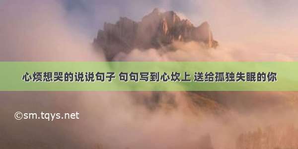 心烦想哭的说说句子 句句写到心坎上 送给孤独失眠的你