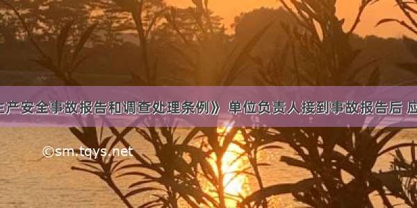 根据《生产安全事故报告和调查处理条例》 单位负责人接到事故报告后 应当于（　　）