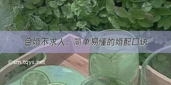 合婚不求人：简单易懂的婚配口诀