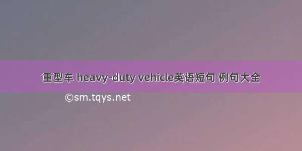 重型车 heavy-duty vehicle英语短句 例句大全