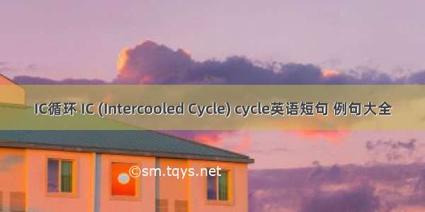 IC循环 IC (Intercooled Cycle) cycle英语短句 例句大全